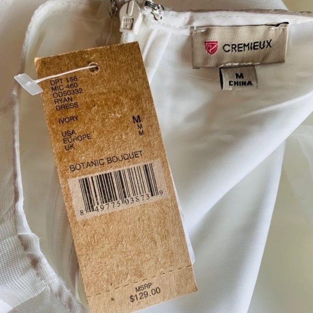 Cremieux A-Line Ryan Dress Botanic Bouquet White Womens Size Medium New w/ Tags - Picture 9 of 9